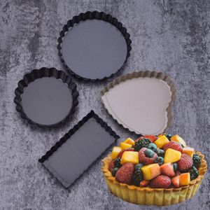 Bakeware Tillbehör Pie Tart Pan Mögel Avtagbar Bottom Cake Candy Pastry Tool Hjärtformade Rektangulära Wave Side Moulds