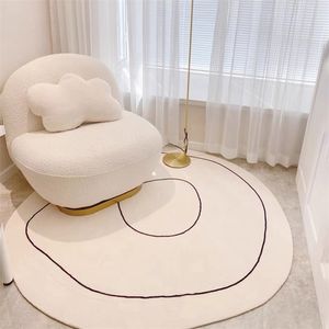 INS不規則なカーペットのリビングルームのコーヒーテーブルの床のマットノルディックシンプルな線大きなエリアの敷物ベッドルームベッドサイドソフト装飾カーペット220301