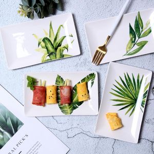 Wholesale sushi 8 resale online - Dishes Plates Inches Nordic Leaf Rectangle Ceramic Plate Green Plant Porcelain Dinner Dessert Steak Sushi Tray Snack Dish Tableware