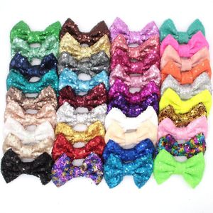 4inch Cekiny Big Bow DIY Opaski Akcesoria Bautique Boutique Włosy łuki bez alligatora dla dziewcząt 38Colors