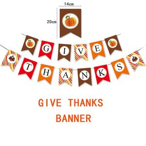 Thanksgiving Banner Ge tack flagga dekor pumpa kalkonsträngar bunting hem kontorsskola festivaler fest dekoration