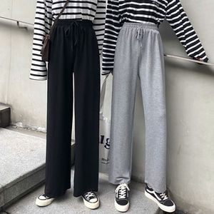 Spring Summer Fashion Female Solid High Waist Loose Wide Leg Pants Women Straight Casual Trousers Plus Size S-5XL 210423