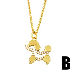 Collane con ciondolo Collana barboncino carino Girocollo Catena d'oro Fascino da donna Semplice cane Gioielli di fidanzamento con strass bianchi