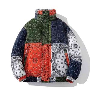 Winter Wear harajuku jacka bubbla kappa män svart kläder varma cashew parkas tjockna ytterkläder mode streetwear toppar manlig 3xl 210910