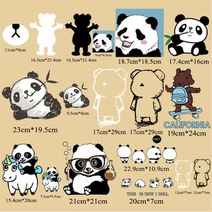 Atacado fofo panda cartoon ferro em transferência vinil adesivos vestuário mochilas diy lavável calor imprensa decalques htv design t-shirt capuz de capuz sacos grandes