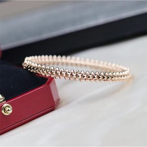 Famous Brand Top Quality European Luxury Jewelry For Women Marking Rivets Rose Gold Bangle Fashion Party Classic Bracelet