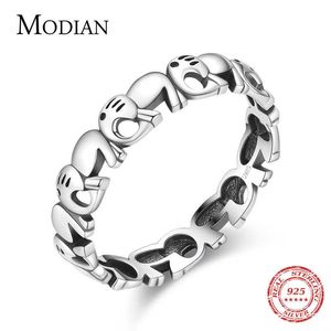 Fashion 100% 925 Sterling Silver Animal Stackable Elephant Female Charm Cute Finger Ring For Women Fine Jewelry Anillo 210707