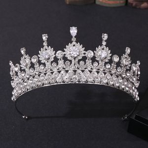 Барочная роскошная королева Tiaras Cubic Zircon Wedding Crown Bridal Diadem Crystal Head Jewelly Hudgeepee Pretment Prom Face