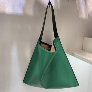 Cross Body Summer Soft Leather Female Bags Minimalist Style Green Large Capacity Shoulder Texture Armpit Bag