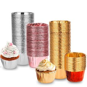 nuovo Foglio di alluminio Cupcake Tazza per orlare Resistenza alla cottura Salute Cupcakes Portabicchieri di carta Sicuro 0 Bake Ware Colore puro 14tm EWE7172