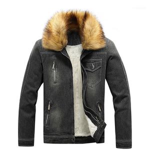 Men s Jackets Winter Casual Fleece Denim Men Warm Thick Wool Liner Fur Collar Jeans Coats Jacket Male Outerwear Cotton HX2711