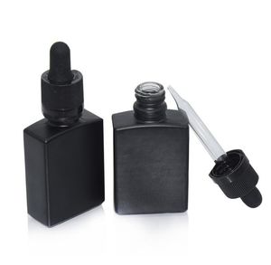 Bottiglie contagocce di reagente liquido in vetro smerigliato nero da 30 ml Bottiglia di profumo di olio essenziale quadrato Oli di fumo e liquidi Fiale SN441