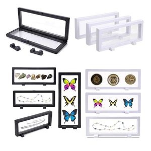 3Pcs Multifunctional Floating Display Box Storage Case for Military Challenge Coins Specimen Jewelry Display Holders with Stands 210705
