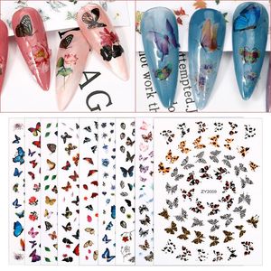 1pc Holographic D Butterfly Nail Art Sticker Glue Slider Colorful DIY Golden Transfer Decal Foil Packaging Decoratio Decorations