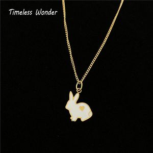 Timeless Wonder Titanium Cute Enamel Chains Necklace Fashion Kids Jewelry Kpop Designer Emo Ins Gift Goth Egirl 5529 Chokers