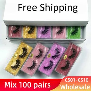 Nerz Wimpern Bulk Großhandel Mix 10 Styles Pack Natürliche dicke falsche Wimpern Handgemacht Makeup Baumwollstiel weich Verlängern