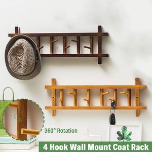 6Hooks Wall Mount Rail 360 Degree Rotation Hat Towel Entryway Bedroom Furniture Coat Rack Clothes Hanger Hooks