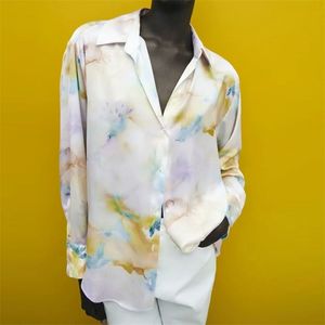 Women Summer Tie Dye Shirts Blouses Tops Long Sleeve Turn-down Collar Loose Female Fashion Street Top Tunic Clothes Blusas 210513