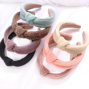 2021 Knot Cross Tie Solid Fashion Hair Band Hairband Strikta Rib Girls Bow Hoop Hair Tillbehör Twist Headband