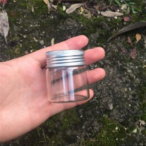 47 * 50 * 34mm 50 ml glasflaskor skruv aluminium keps silikonpropp Tomma burk förseglad present flytande liten flaska 12pcshigh qty