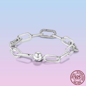 Me Silver Paper Clip Bracelet 925 Sterling Love Forever Chain Bracelets Fit Pandora for Women Jewelry Pulseira Lady Gift With Original Box