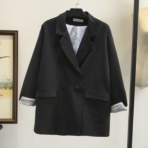 Giacca da donna Blazer Large Size XL-4XL autunno nero di alta qualità piccolo abito femminile Casual top da ufficio 210527