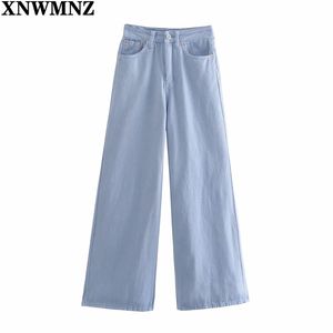 Kvinnor Jeans Blue Wide Leg Baggy Woman High Waist Denim Trousers Sommar Y2K Mom Streetwear Pants 210520
