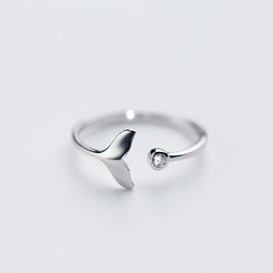 Mix Design Hoge Kwaliteit Sterling Zilveren Ring Sieraden Mermaid Tail Cuff Rings Sea Whale Fish Vrouwen Romantische Geschenken Dier Groothandel Verstelbare Maat
