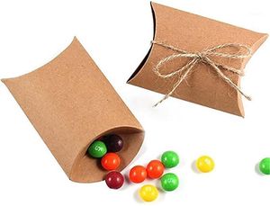 5Pcs Favor Candy Box Bag Craft Paper Pillow Shape Wedding Gift Boxes Pie Party Bags Eco-friendly Kraft Wrap