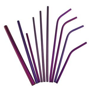 Drinking Straws Colorful Purple Glass Reusable Straw Mug Stainless Steel Metal mm Set With Brush Costomize Logo
