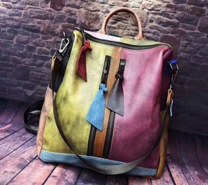 Damen Leder Rucksack Frauen echtes Leder Mochila Notebook Reisen Sie über Schulterschule Rucksack für Teenager