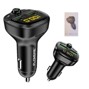 Doppio lettore MP3 per auto USB Caricatore rapido Bluetooth 5.0 Trasmettitore FM Ricevitore audio vivavoce wireless con pacchetto di vendita al dettaglio