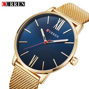 Curren Men's Wristwatch Fashion Casual Business Watches Ultrathin Waterproof Quartz Male Clock Full Steel Gray Dial Reloj Hombre Q0524