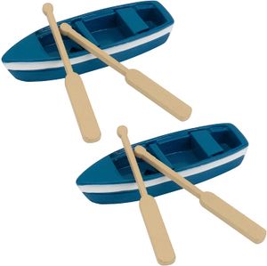 Mini estatuetas de barco a remo adorável mini barco de madeira pequeno modelo de canoa de resina plástica com remos para jardins casa decoração de topo de bolo 1221647