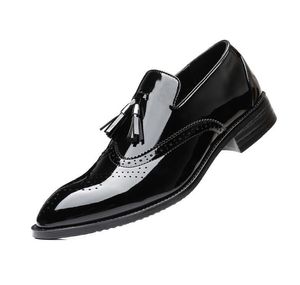 Homens Oxford imprime estilo clássico vestido sapatos couro preto marrom lace up formal moda negócios