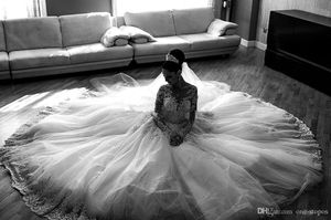 2020 RETRO Arabska suknia balowa suknie ślubne długie rękawie Sheer szyi zamiatanie pociągu Krzyki Kryształowe Chapel Garden Country Brida229h