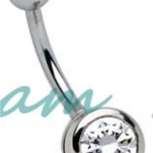 Double Clear Gem Navel Piercing transparent white stone Belly Ring Bar Body Jewelry 100% Guaranted 6 8mm 10mm 12mm