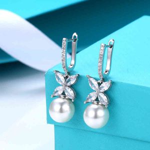 Orecchini da donna a forma di U con micro diamanti tempestati di moda Orecchini con fiocco 1: 1 completi Orecchini con perle con fiocco a forma di U S1124