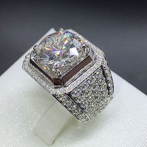 Moda Mężczyzna Obrączka Biżuteria Wysokiej Jakości Kamienie Pierścionki zaręczynowe dla kobiet Symulowane Diamentowe Srebrne pierścienie