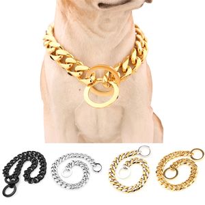 Clássico Prata Pet Chain Colares 15mm Designer de Ouro Colar Cuba Cuba Aço Inoxidável Animais de Estimação Colar