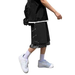 Faux 2 stücke Sommer Bandanna Shorts Männer Paisley Oversize Kurze Hose Baumwolle Lose Beiläufige Hosen Hiphop Hip Hop Kleidung 2021 g1209