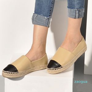 Fabriksdirektf￶rs￤ljning Kvinnor Espadrilles Ladies Casual Shoes Flats Spring Autumn Fashion Designer Real ￤kta Leather Brand Loafers