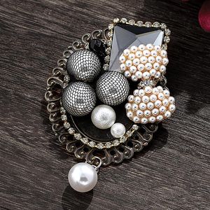 Pins, Brooches Crystal Rhinestone Pearl Retro Brooch Teardrop Woman Pin For Wedding Party Jewelry Accessories Wholesale