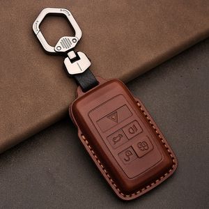 Lyxig äkta läderbil nyckelfall för Jaguar XEL XFL PACE XF Auto Tillbehör Keychain Holder Bag Keyring Cowhide 220228