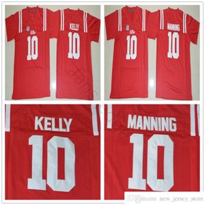 NCAA OLE MISS REBELS COLLECTIE Voetbalkleding # 10 Eli Manning Jersey Home Red Mens Steiked 10 Tsjaad Kelly Jerseys Shirts S-XXXL