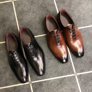 Herr Black/Brown spetsig läder oxford sko lyxdesigner snygg och raffinerad designföretagsklänningskor