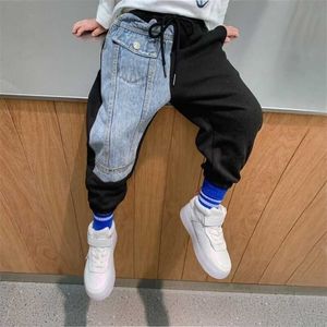 EACHIN Jungen Hosen Mode Jeans Patchwork Trend Sport Casual Frühling Herbst Teeage Kinder Jogginghose Baby Kinder Hosen 211103