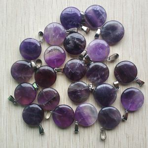 Runde sortierte 18-mm-Kreis Donut Amethyst Naturstein Charms Kristallanhänger für Halskettenzubehör Schmuckherstellung