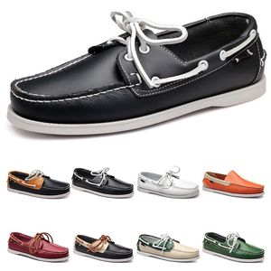 Fifty-seven Mens casual shoes leather British style black white brown green yellow red fashion outdoor comfortable breathable