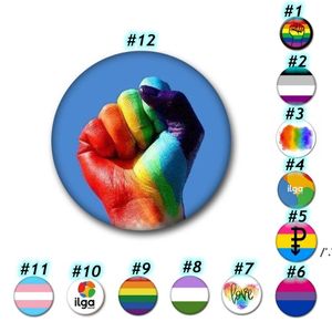 NEWParty Favor Distintivo arcobaleno 12 stile distintivo gay 1.77 pollici LGBT Gay Spilla amore e gioielli per la pace ZZd9207
